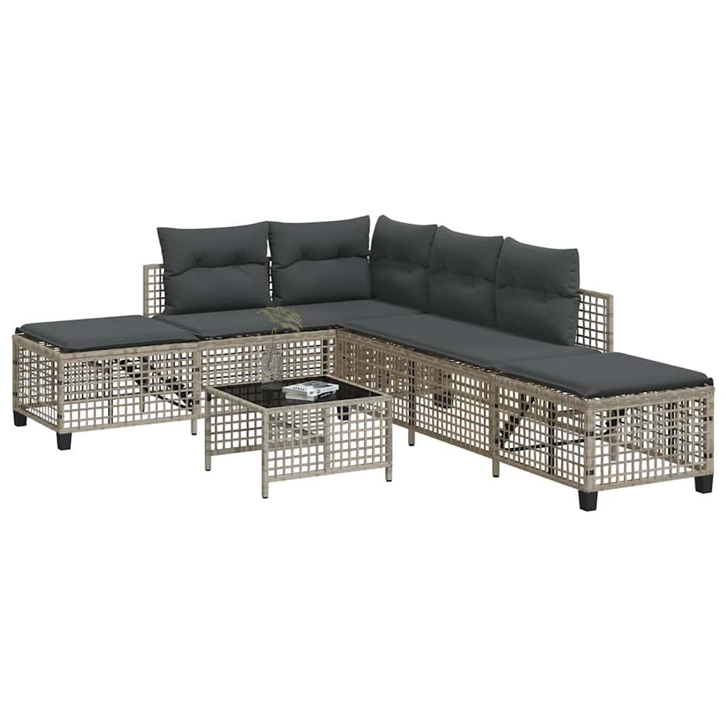 3-tlg. Garten Ecksofa Set Hellgrau
