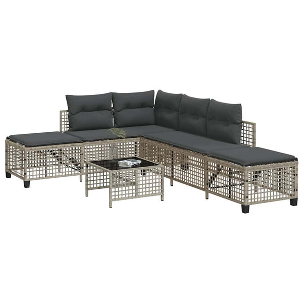 3-tlg. Garten Ecksofa Set Hellgrau
