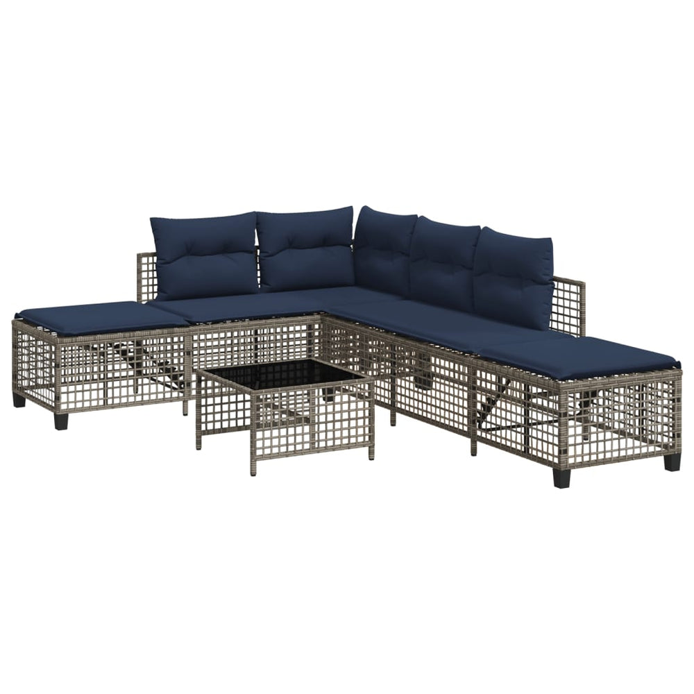 3-teiliges Polyrattan Garten Ecksofa Set Grau