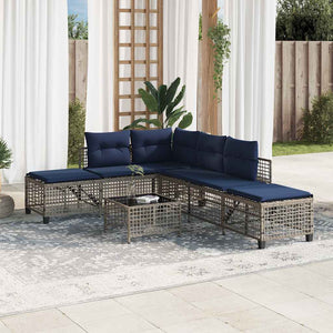 3-teiliges Polyrattan Garten Ecksofa Set Grau