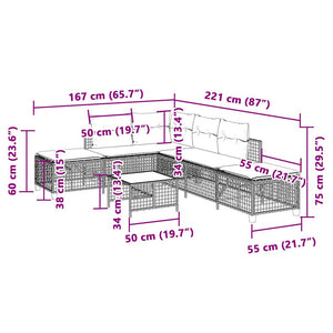 3-teiliges Polyrattan Garten Ecksofa Set Grau