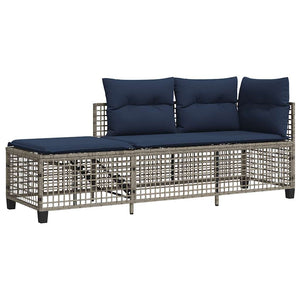 3-teiliges Polyrattan Garten Ecksofa Set Grau