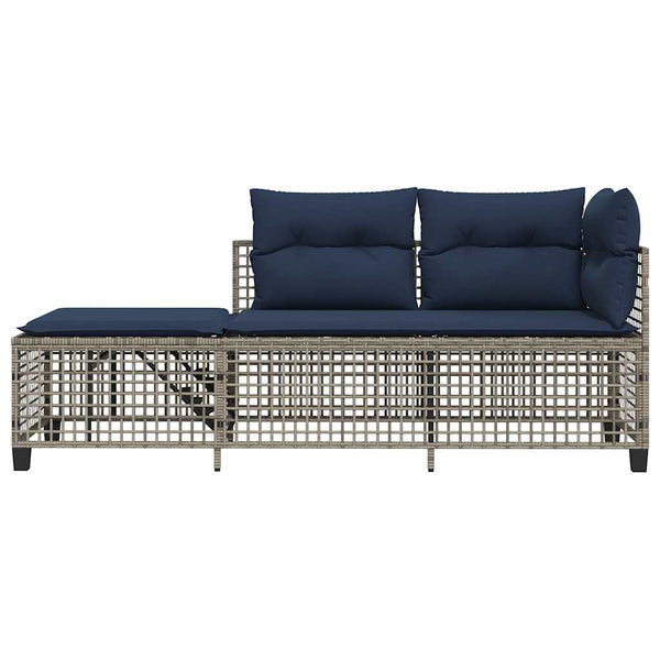 3-teiliges Polyrattan Garten Ecksofa Set Grau
