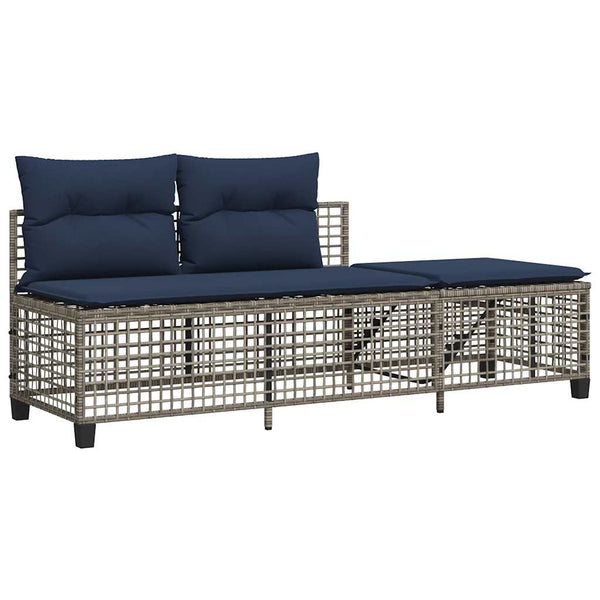 3-teiliges Polyrattan Garten Ecksofa Set Grau