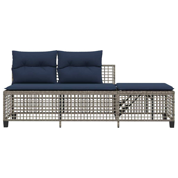 3-teiliges Polyrattan Garten Ecksofa Set Grau