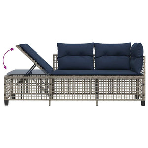 3-teiliges Polyrattan Garten Ecksofa Set Grau