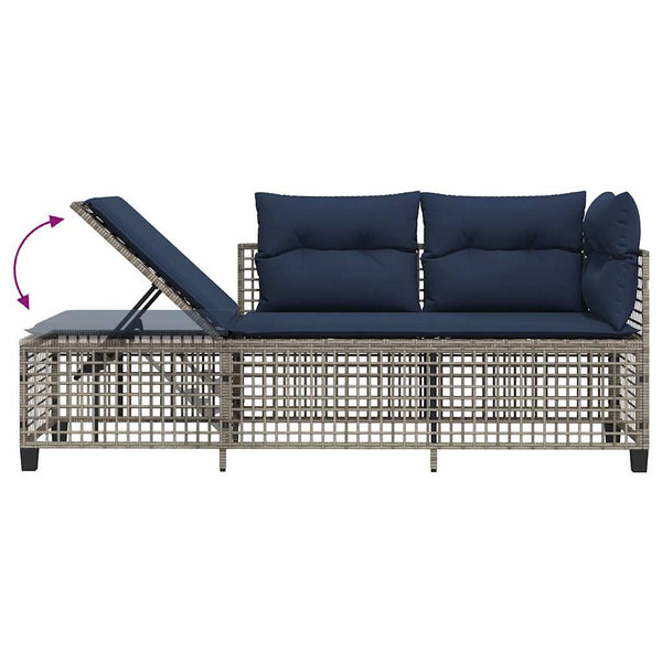 3-teiliges Polyrattan Garten Ecksofa Set Grau