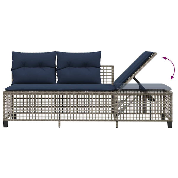 3-teiliges Polyrattan Garten Ecksofa Set Grau