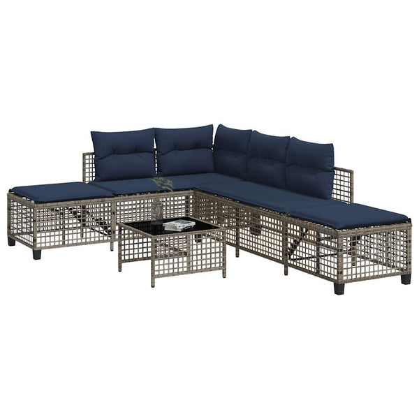 3-teiliges Polyrattan Garten Ecksofa Set Grau