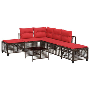 3-teiliges Garten Ecksofa Set Braun Polyrattan