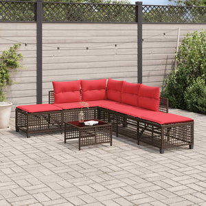 3-teiliges Garten Ecksofa Set Braun Polyrattan