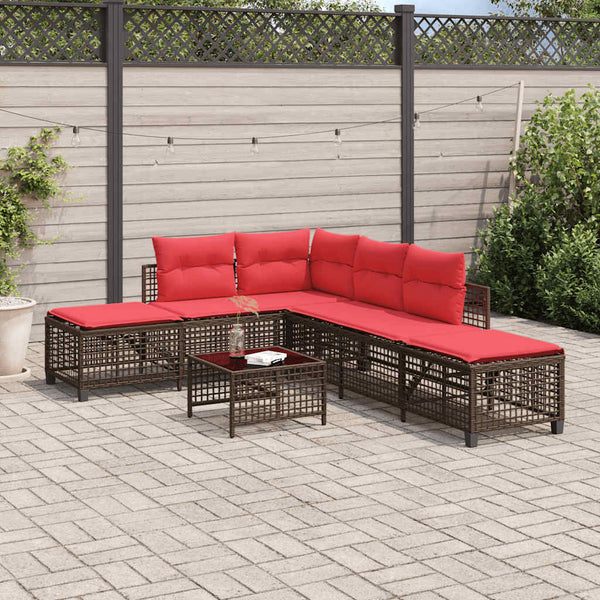 3-teiliges Garten Ecksofa Set Braun Polyrattan