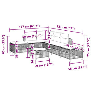 3-teiliges Garten Ecksofa Set Braun Polyrattan