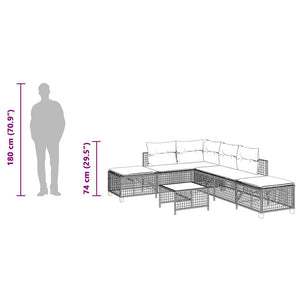 3-teiliges Garten Ecksofa Set Braun Polyrattan