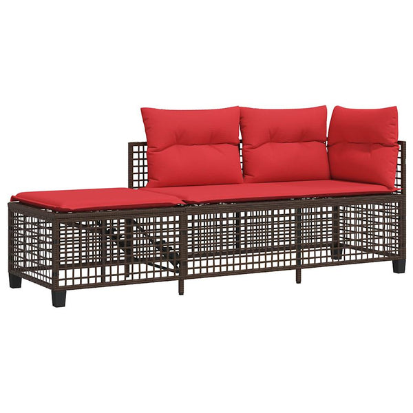 3-teiliges Garten Ecksofa Set Braun Polyrattan