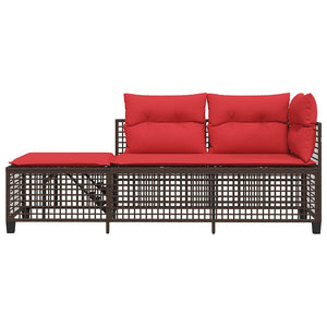 3-teiliges Garten Ecksofa Set Braun Polyrattan