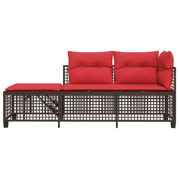 3-teiliges Garten Ecksofa Set Braun Polyrattan