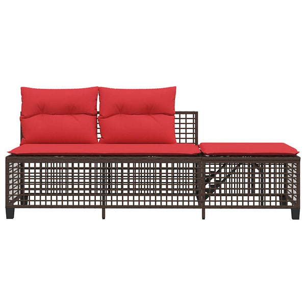3-teiliges Garten Ecksofa Set Braun Polyrattan