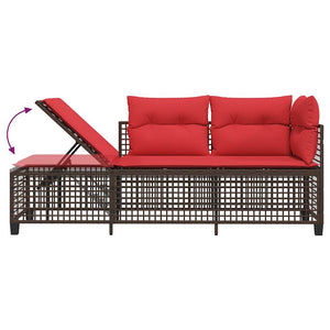 3-teiliges Garten Ecksofa Set Braun Polyrattan