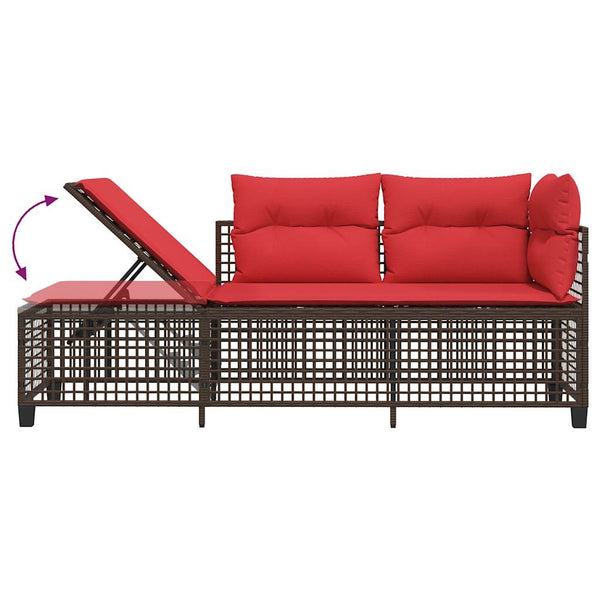 3-teiliges Garten Ecksofa Set Braun Polyrattan