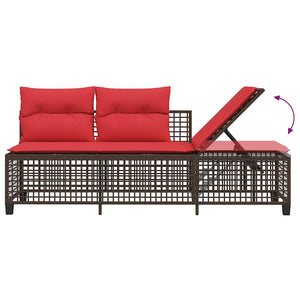 3-teiliges Garten Ecksofa Set Braun Polyrattan