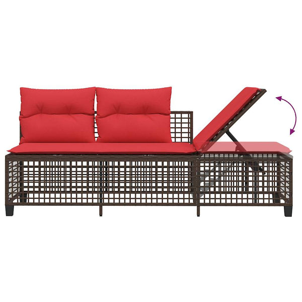 3-teiliges Garten Ecksofa Set Braun Polyrattan