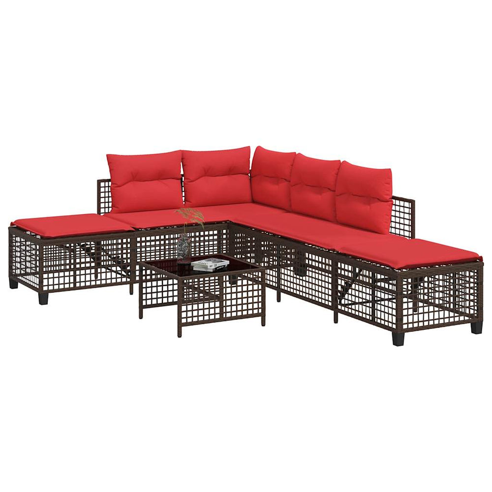 3-teiliges Garten Ecksofa Set Braun Polyrattan