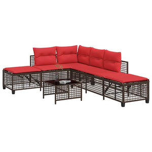 3-teiliges Garten Ecksofa Set Braun Polyrattan