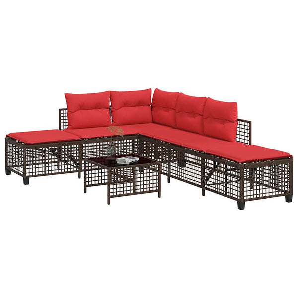 3-teiliges Garten Ecksofa Set Braun Polyrattan