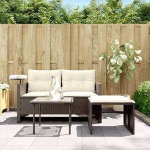vidaXL Ensemble de canapés de jardin 3 pcs avec coussins résine tressée marron