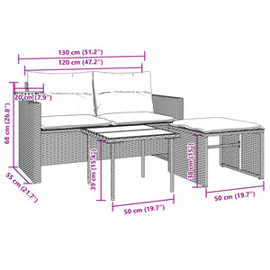 vidaXL Ensemble de canapés de jardin 3 pcs avec coussins résine tressée marron