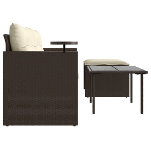 vidaXL Ensemble de canapés de jardin 3 pcs avec coussins résine tressée marron