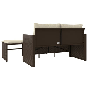 vidaXL Ensemble de canapés de jardin 3 pcs avec coussins résine tressée marron