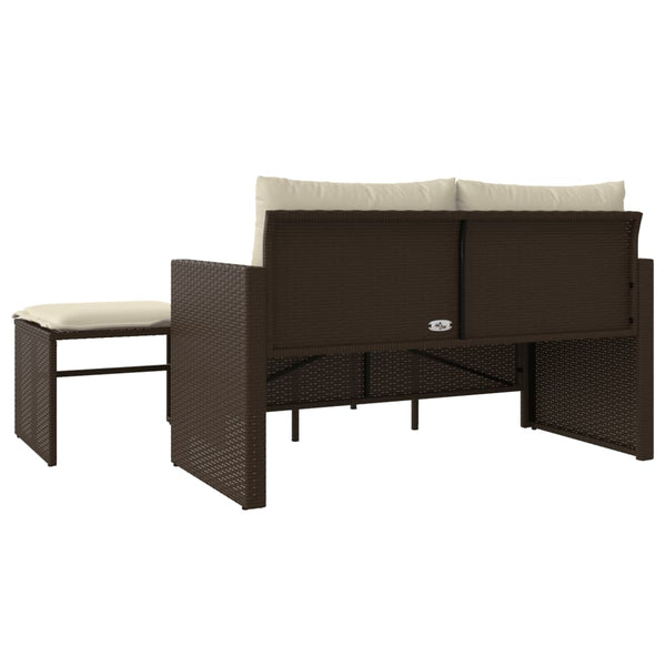 vidaXL Ensemble de canapés de jardin 3 pcs avec coussins résine tressée marron