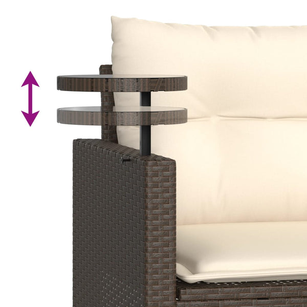 vidaXL Ensemble de canapés de jardin 3 pcs avec coussins résine tressée marron