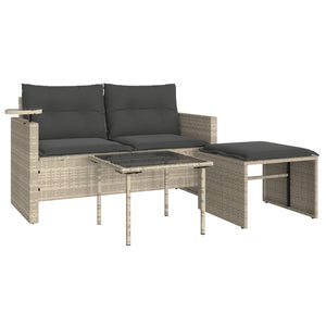 vidaXL Salon de jardin 3 pièces avec coussins en résine tressée gris clair