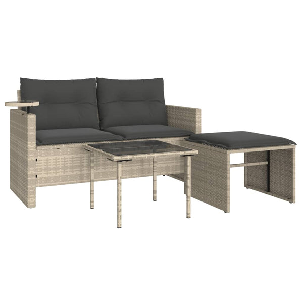 vidaXL Salon de jardin 3 pièces avec coussins en résine tressée gris clair