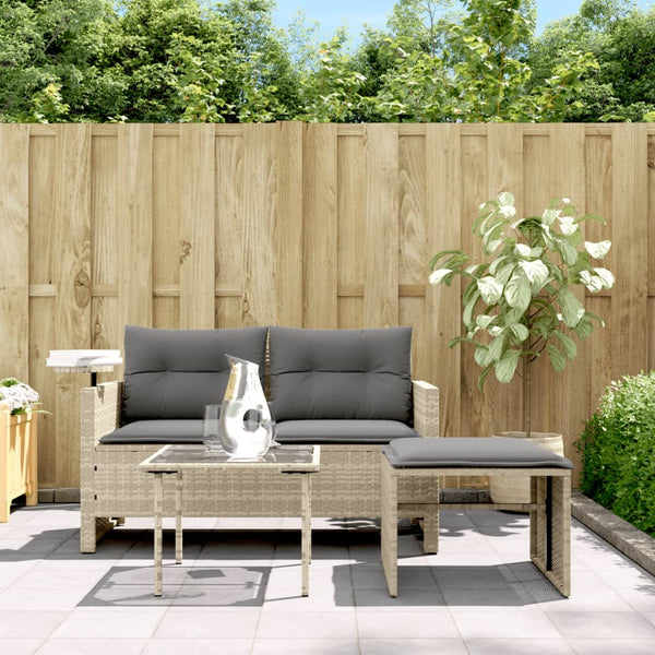 vidaXL Salon de jardin 3 pièces avec coussins en résine tressée gris clair