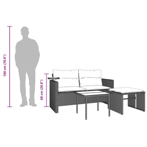 vidaXL Salon de jardin 3 pièces avec coussins en résine tressée gris clair