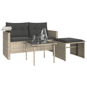vidaXL Salon de jardin 3 pièces avec coussins en résine tressée gris clair