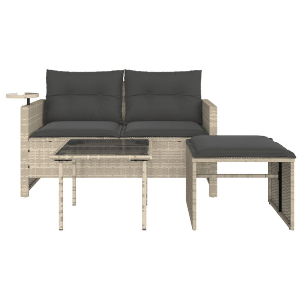 vidaXL Salon de jardin 3 pièces avec coussins en résine tressée gris clair