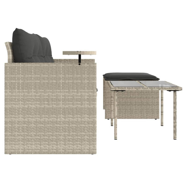 vidaXL Salon de jardin 3 pièces avec coussins en résine tressée gris clair