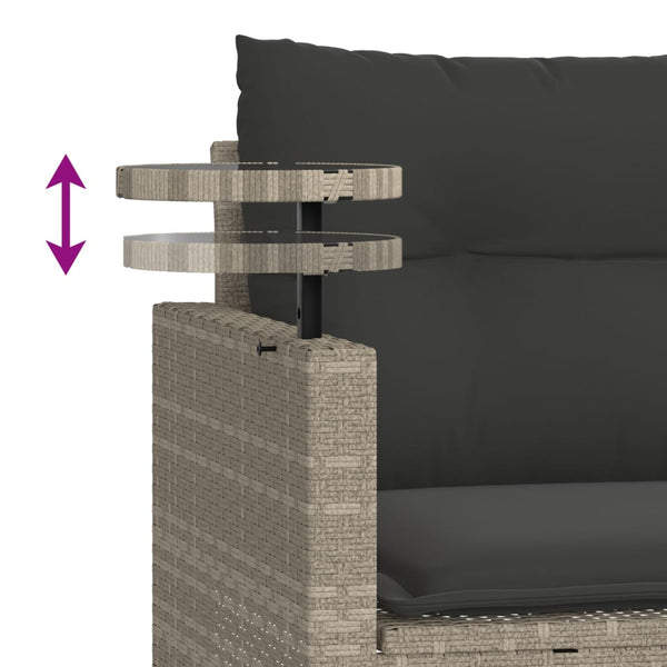 vidaXL Salon de jardin 3 pièces avec coussins en résine tressée gris clair
