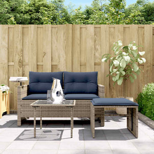 vidaXL 3-Piece Garden Sofa Set with Cushions, Grey, Poly Rattan