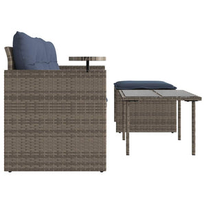 vidaXL 3-Piece Garden Sofa Set with Cushions, Grey, Poly Rattan