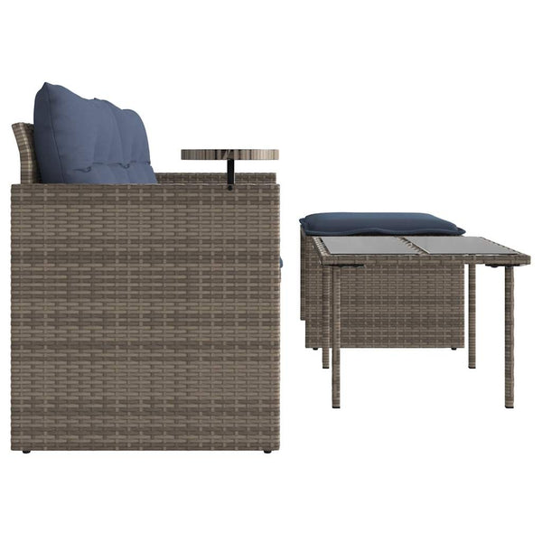 vidaXL 3-Piece Garden Sofa Set with Cushions, Grey, Poly Rattan