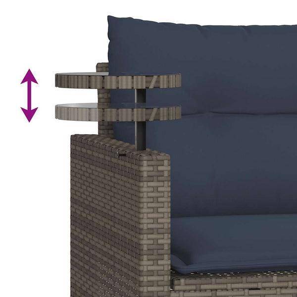 vidaXL 3-Piece Garden Sofa Set with Cushions, Grey, Poly Rattan