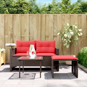 3-teiliges Gartensofa-Set Braun Polyrattan