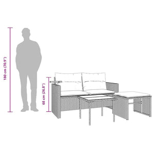 3-teiliges Gartensofa-Set Braun Polyrattan