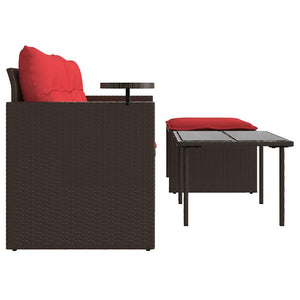 3-teiliges Gartensofa-Set Braun Polyrattan
